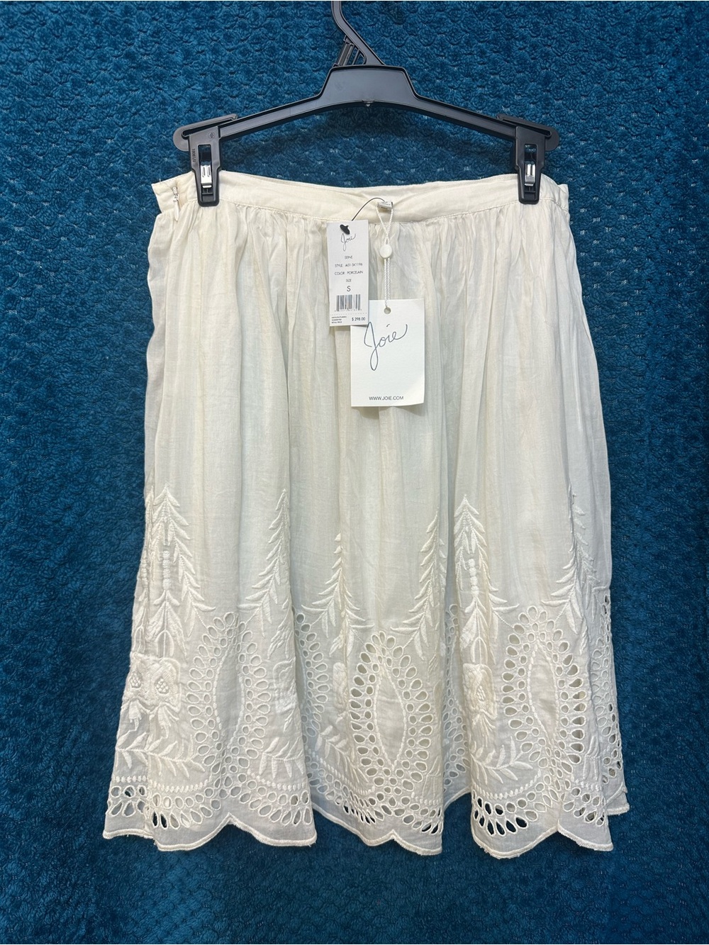 Joie Cream Eyelet Midi Skirt with Scalloped Hem